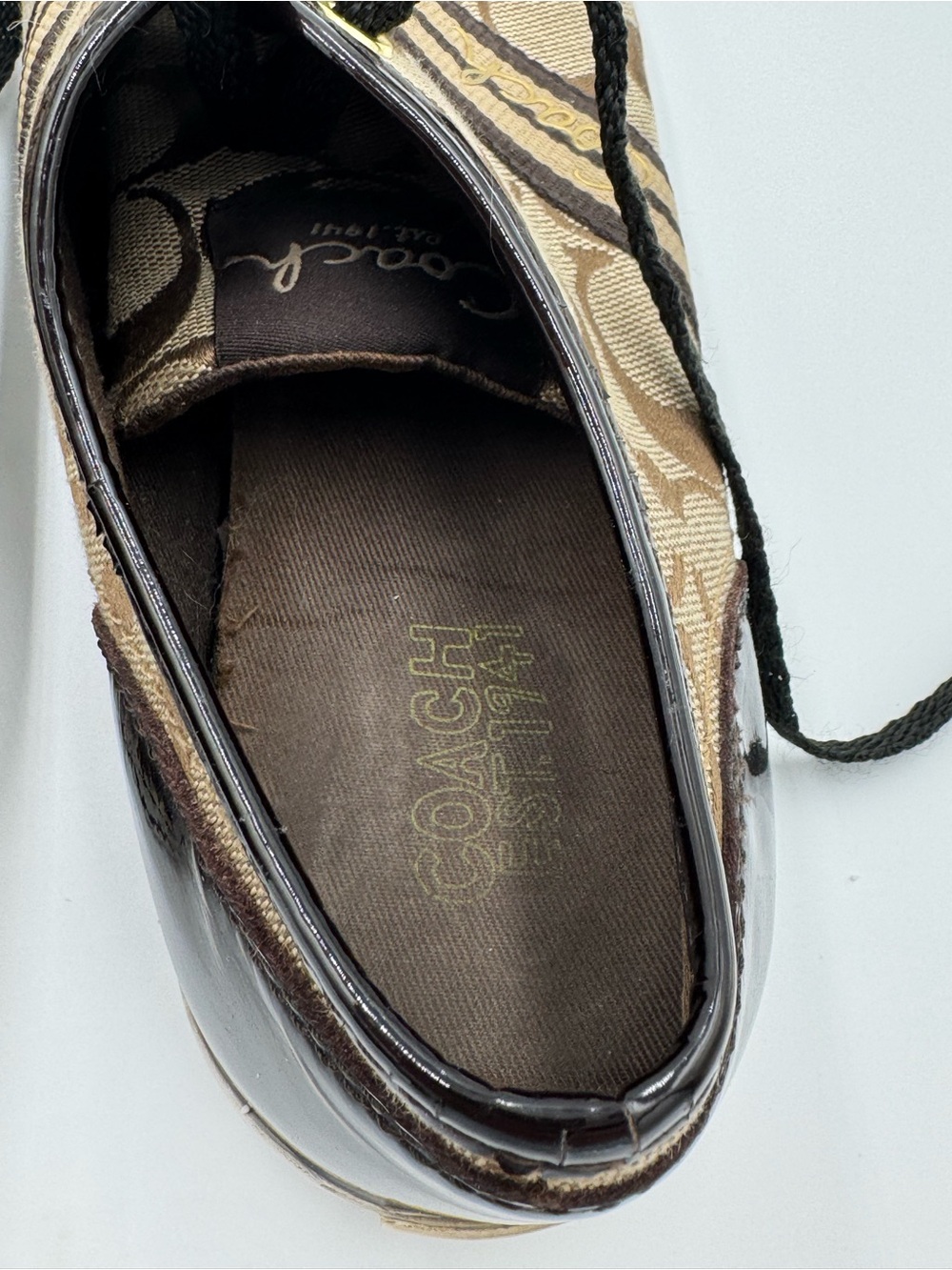 Coach Brown Signature Canvas Low-Top Sneakers with Black Trim - Picture 14 of 15
